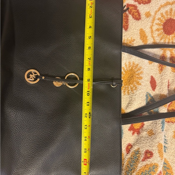 Anne Klein Black Tote Purse, With 2 Gold Medallions and Small pouch Floral. - Picture 12 of 15